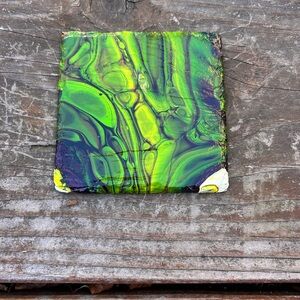 “Venom Bloom” Handmade Granite Coaster Set ( unfinished bottoms)